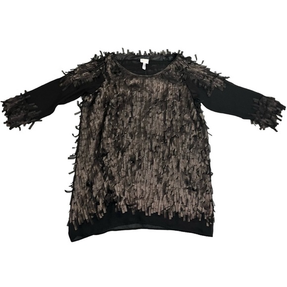Ray Harris London Textured Fringe Sheer Chiffon Tunic Top Avant Garde Gallery - Picture 3 of 7